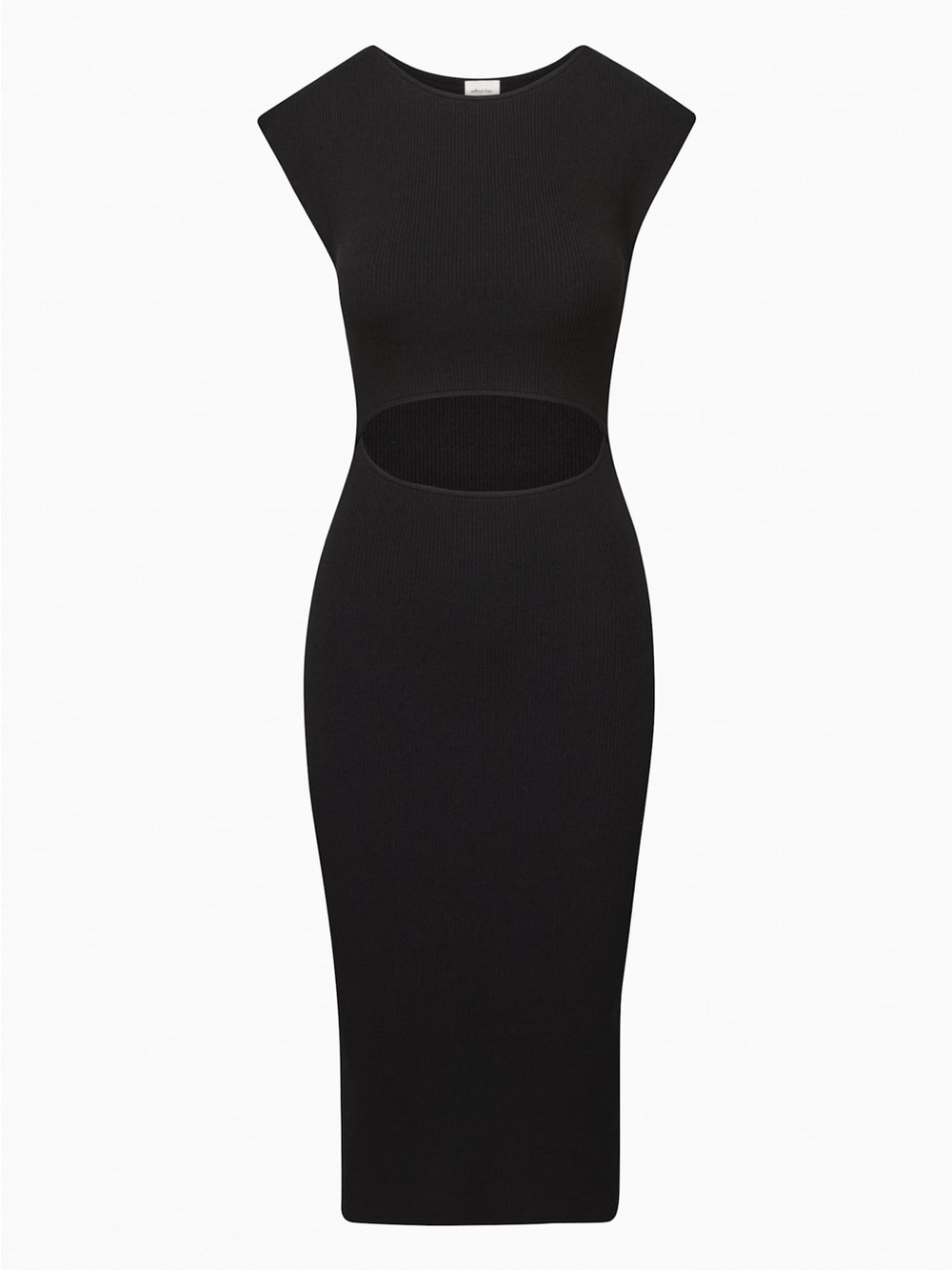 Aritzia Wilfred Cut-Out Knit Midi Dress in Black
